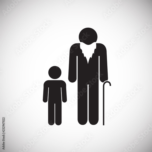 Grand parent with child on white background icon