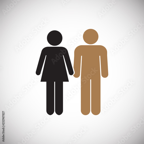 Interracial relationship family on white background icon