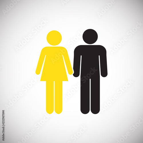 Interracial relationship family on white background icon