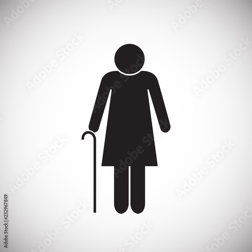 Grand mother figure on white background icon