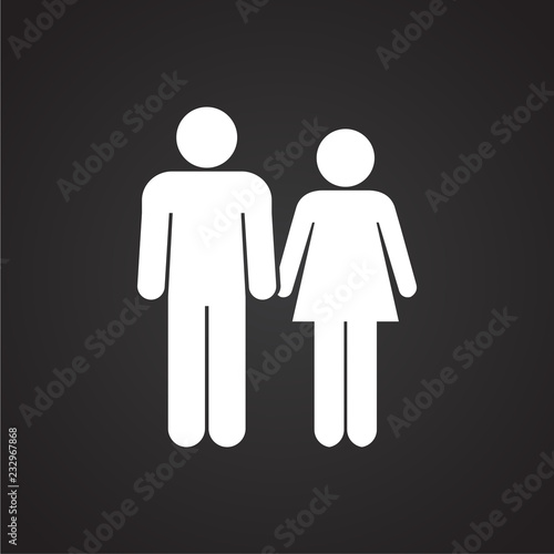 Young child free couple on black background icon