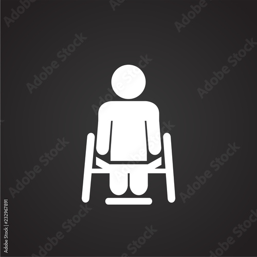 Disabled person on black background icon