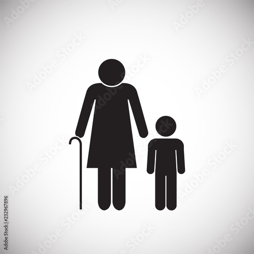 Grand parent with child on white background icon