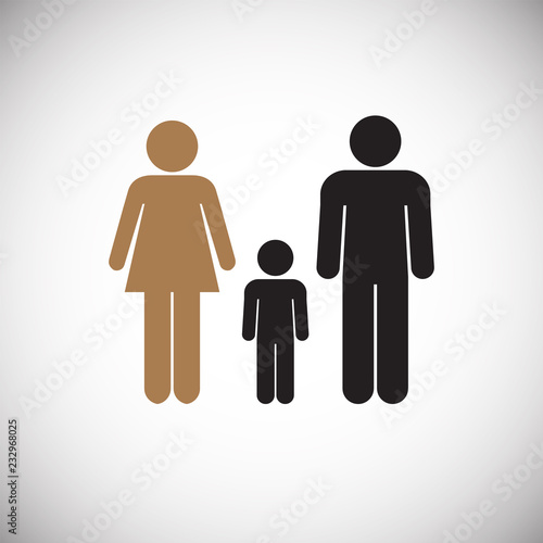 Interracial relationship family on white background icon