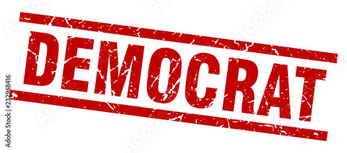 square grunge red democrat stamp