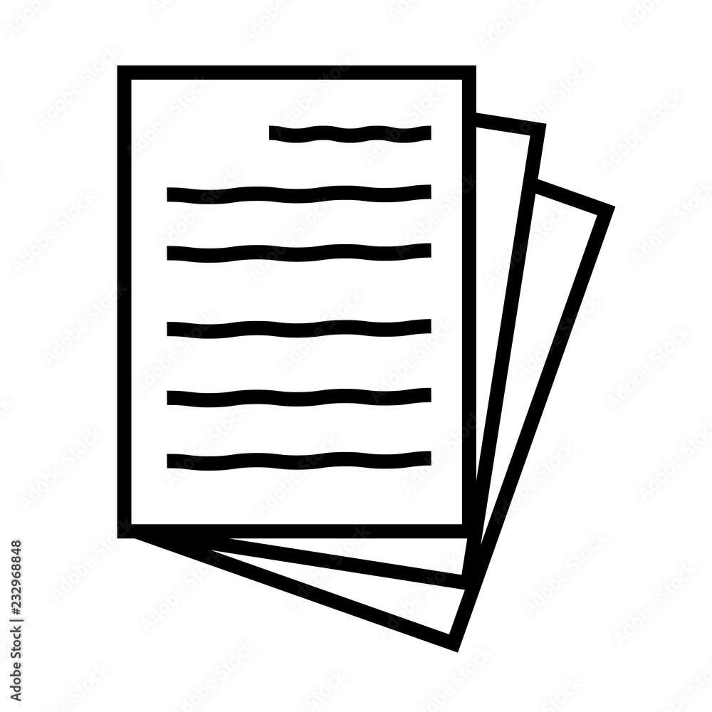 document icon on white background. document sign. flat style. paper icon  for your web site design, logo, app, UI. simple 3 page document icon. file  symbol. Stock ベクター | Adobe Stock