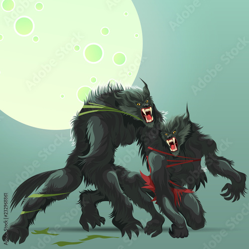 Man and woman transformating into werewolf poster