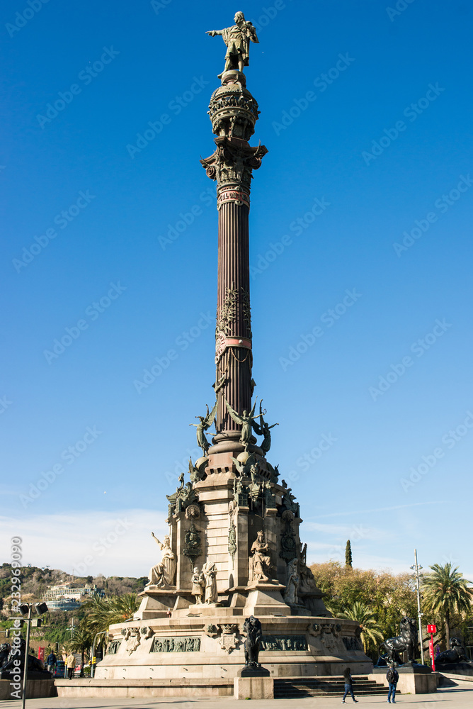 Christopher Columbus Statue in Barcelona.