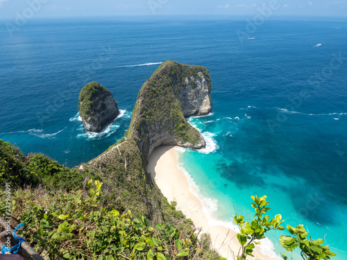 Beautiful Klingking Beach and rocks on the island of Nusa Penida near the island of Bali in Indonesia. October, 2018
