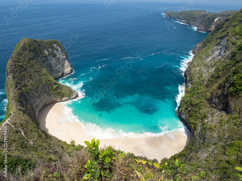 Beautiful Klingking Beach and rocks on the island of Nusa Penida near the island of Bali in Indonesia. October  2018