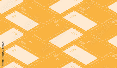 Smartphone seamless flat isometric pattern for background