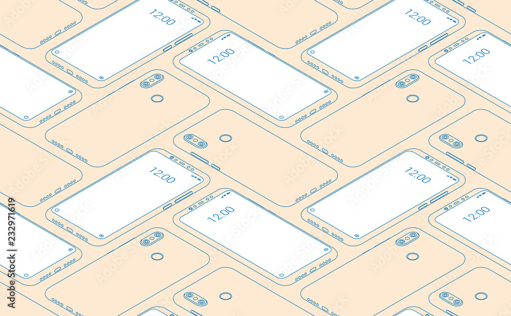 Smartphone seamless flat isometric pattern for background Smartphone seamless flat isometric pattern for background