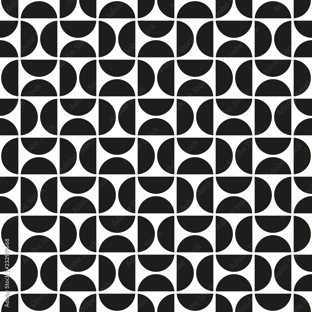 Seamless abstract geometric round curve intersect check pattern background.