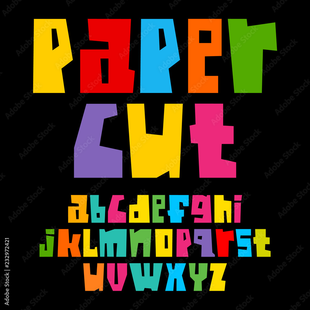 Colorful paper cut alphabet. Cutout letters Colorful paper cut alphabet. Cutout letters