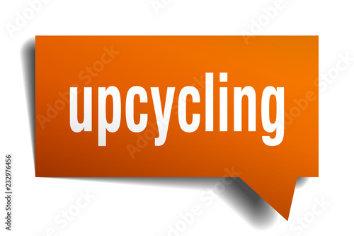 upcycling orange 3d speech bubble