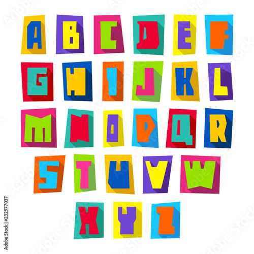 New font  cut colorful letters upper case