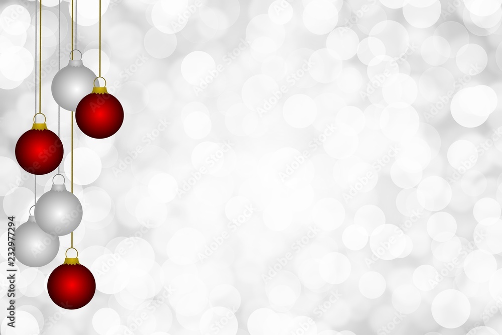 Christmas theme with red and silver hanging ornement balls. Christmas theme with red and silver hanging ornement balls.