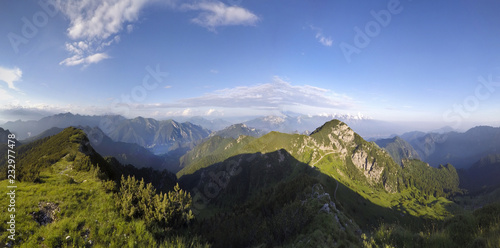 Panoramic view of lake Ledro and the Dolomites (near Lake Garda, Trento, Italy) 