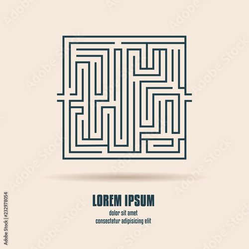 Labyrinth design element with entrance, exit and one right way to go but many paths to deadlock.