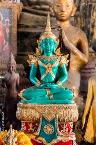 Emerald Buddha statue at Wat Visounnarath Temple, Luang Prabang, Laos photo