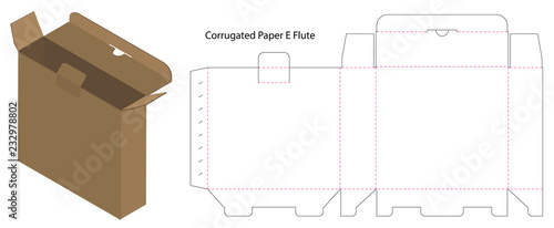 corrugated paper box die cut with 3d mock up