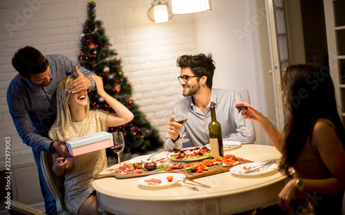 Friends celebrating Christm...