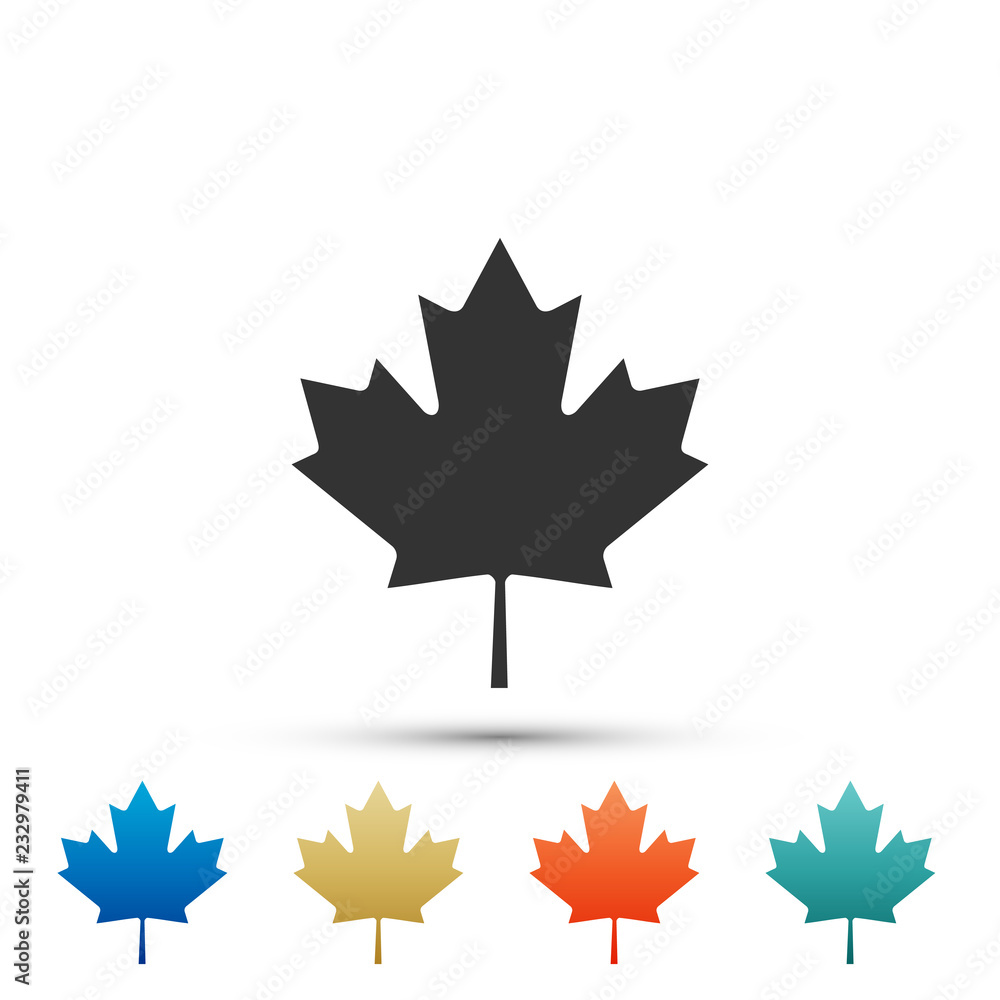 Canadian maple leaf icon isolated on white background. Canada symbol maple leaf. Set elements in colored icons. Flat design. Vector Illustration Canadian maple leaf icon isolated on white background. Canada symbol maple leaf. Set elements in colored icons. Flat design. Vector Illustration