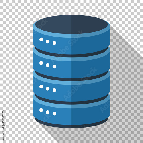 Data storage icon in flat style with long shadow on transparent background photo