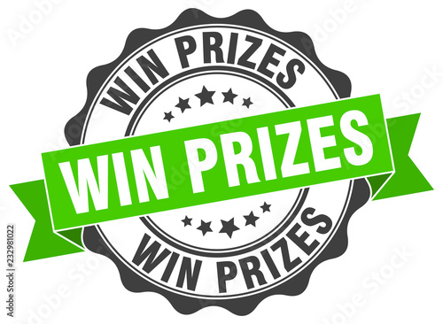 win prizes stamp. sign. seal