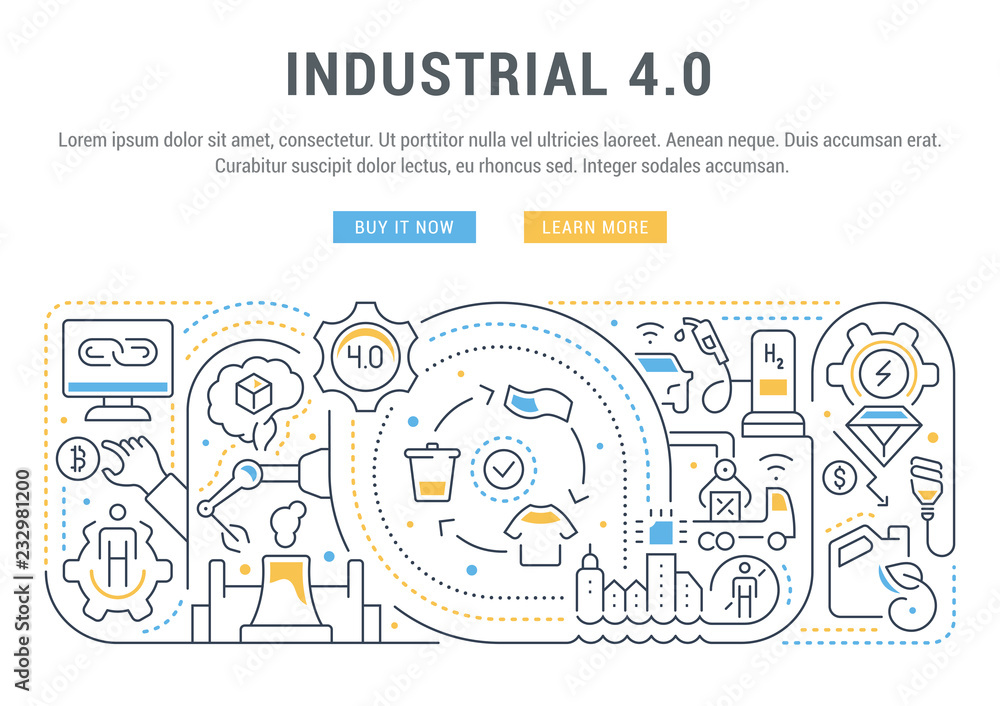 Vector Banner of the Industrial 4.0. Vector Banner of the Industrial 4.0.