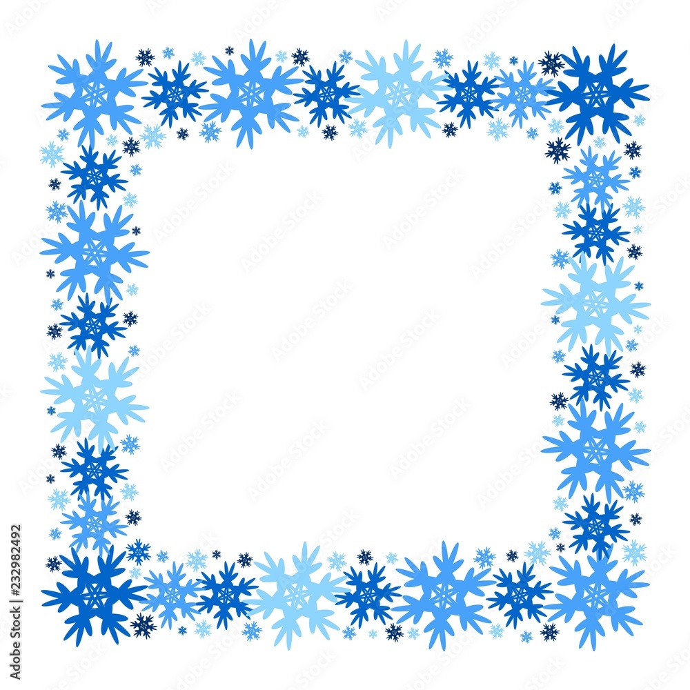 Square vector winter frame of snowflakes. Isolated. Square vector winter frame of snowflakes. Isolated.