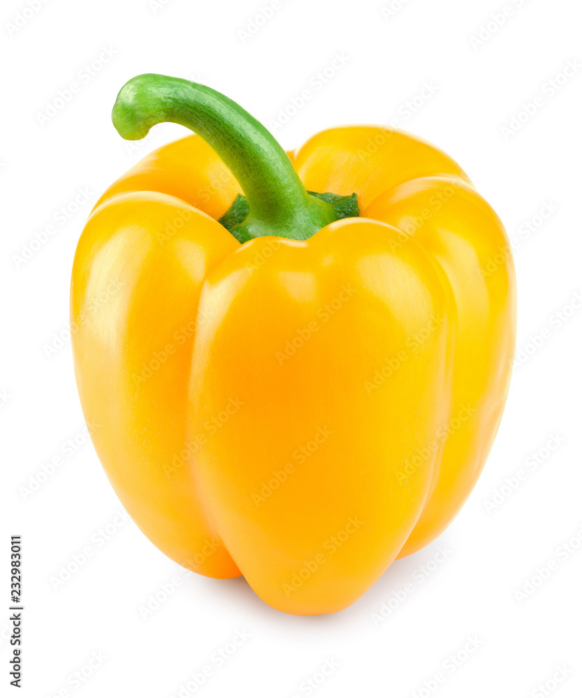 Paprika. Pepper yellow. Bell pepper isolated on white. With clipping path. Full depth of field. Paprika. Pepper yellow. Bell pepper isolated on white. With clipping path. Full depth of field.