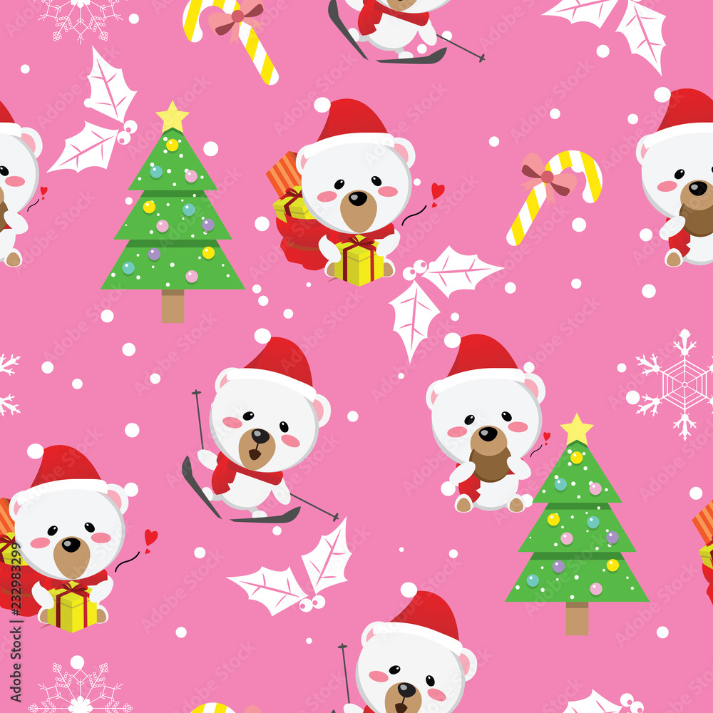 snow bear,santa claus,unicorn Christmas seamless pattern,winter,happy new year snow bear,santa claus,unicorn Christmas seamless pattern,winter,happy new year
