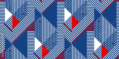 Papier peint Blue and white stripes geometric seamless pattern.