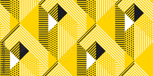 Yellow and black geometric modern seamless pattern
