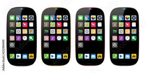 スマートフォン4色アイコンありのイラスト