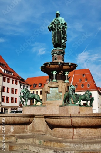 Freiberg, Sachsen, Obermarkt, Löwenbrunnen