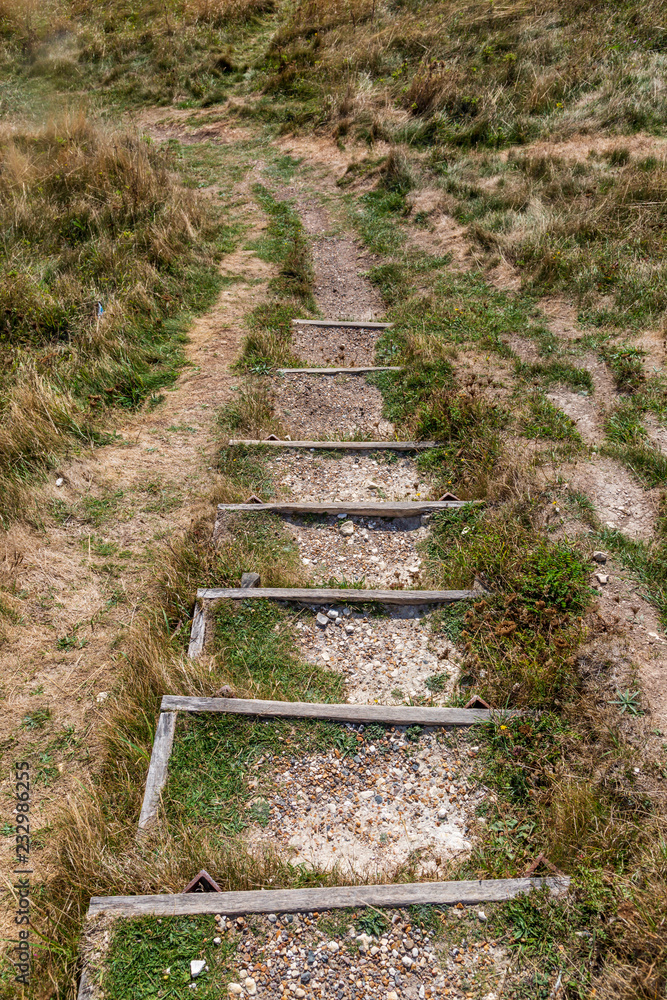 Steps leading down a hillside on the Isle of Wight Steps leading down a hillside on the Isle of Wight