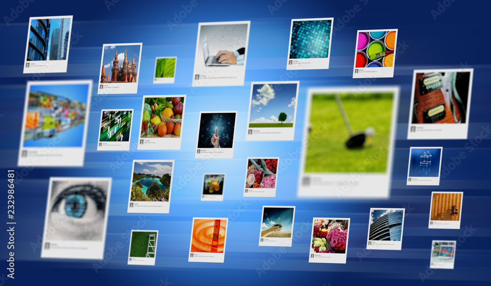 Photo and image sharing concept on Internet - obrazy, fototapety, plakaty 