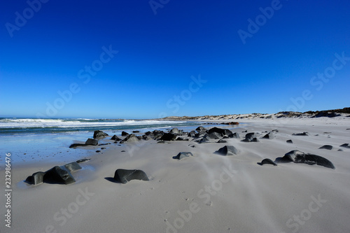 Rocks on the beach and Atlantic ocean in the Namaqualand National Park