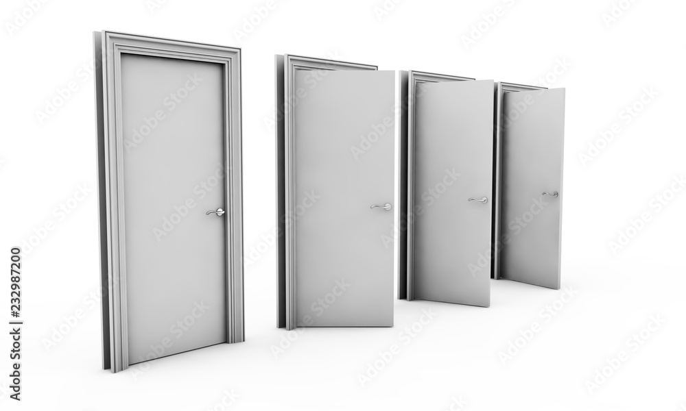 3d rendering of a door standing free on a white floor 3d rendering of a door standing free on a white floor