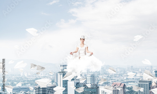 Young woman keeping mind conscious.