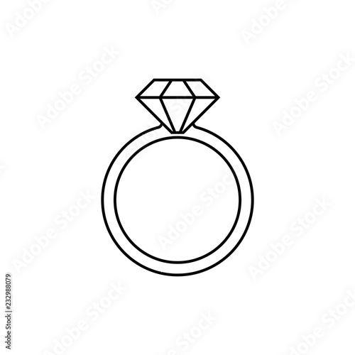 Diamond ring vector sketch icon isolated on background. Hand drawn Diamond ring icon. Diamond ring sketch icon for infographic, website or app.