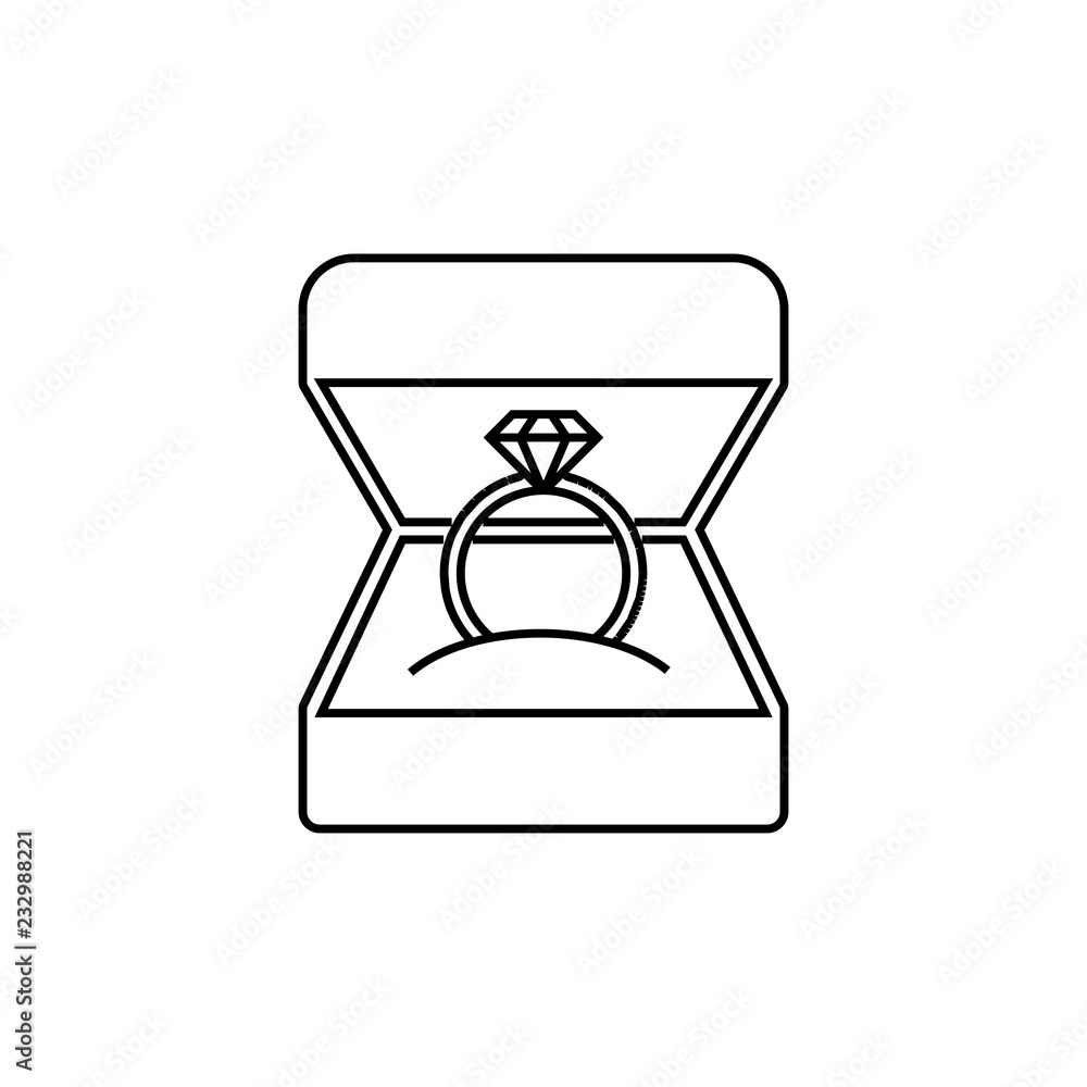 Wedding ring in gift box vector sketch icon isolated on background. Hand  drawn Wedding ring in gift box icon. Stock Vector | Adobe Stock