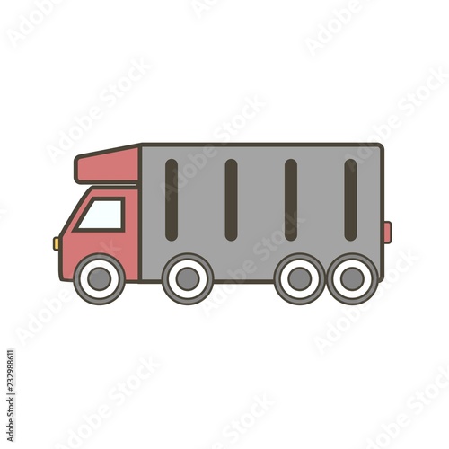 Tipper Truck Transport Flat Outline Icon
