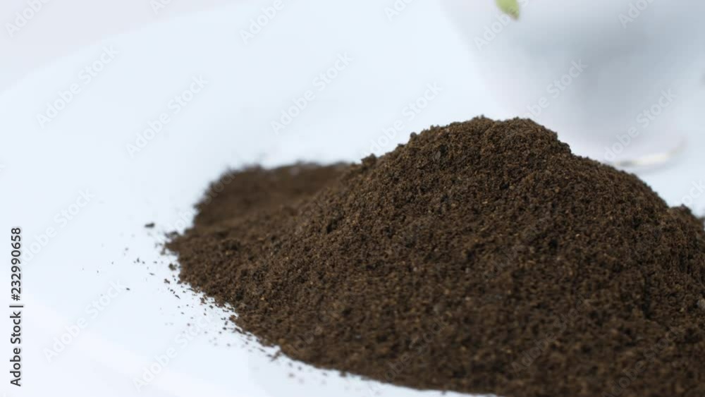 Grind Coffee Pile Next by a Cup Grind Coffee Pile Next by a Cup