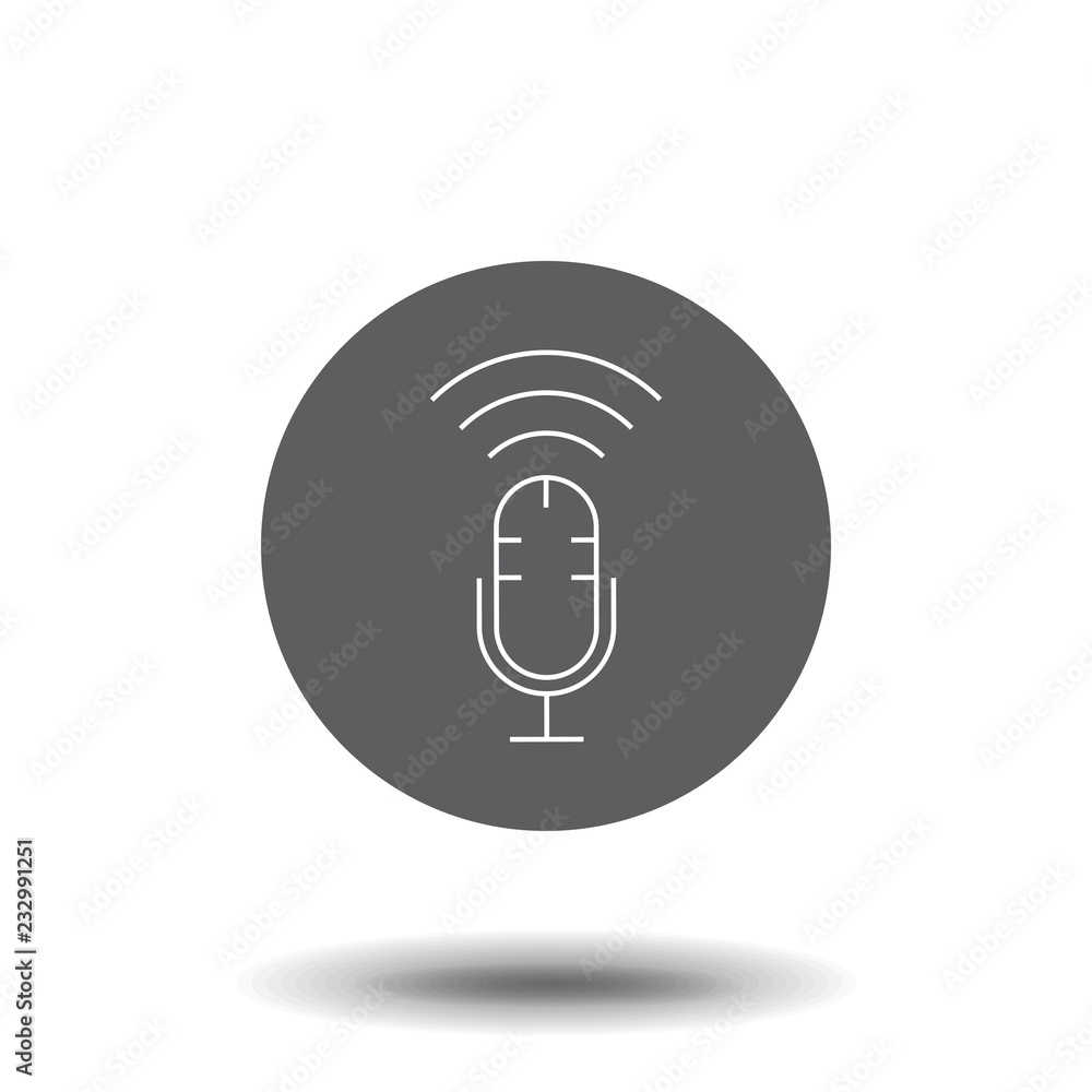 Record button vector line icon isolated on white background. Voice record app line icon for infographic, website or app. Icon designed on a grid system. Record button vector line icon isolated on white background. Voice record app line icon for infographic, website or app. Icon designed on a grid system.