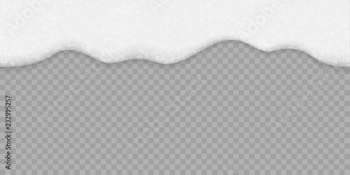 Soap bubble foam white background. Vector seamless beer, shampoo or sea water and bath foam texture on transparent background