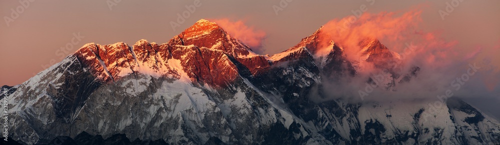 mount Everest Lhotse Nepal Himalayas mountains sunset