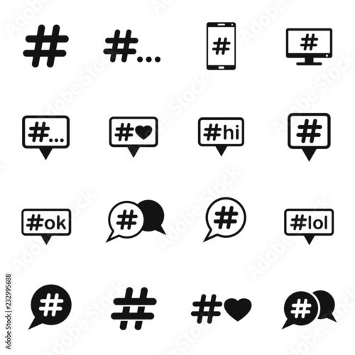 hashtag vector icons for web design and user interface